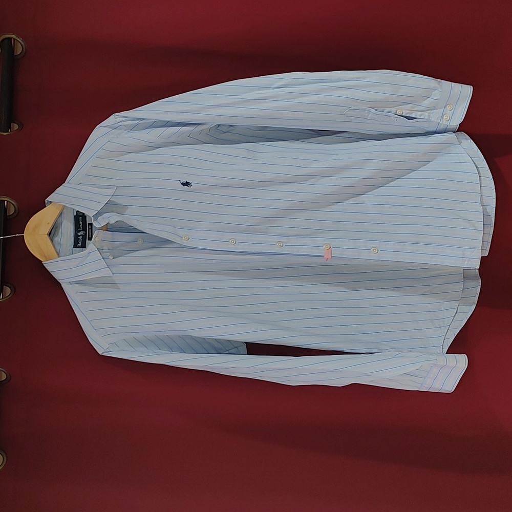 Ralph Lauren Classic Fit Blue, Yellow, & White Striped Sz 16; 34/35 - Picture 4 of 8